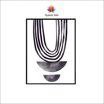 Lunar Arch - Abstract Monochrome Watercolor  Canvas Digital Painting by Ayansi Arts