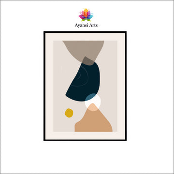 Coastal Serenity - Modern Abstract Organic Shape Canvas Digital Painting by Ayansi Arts