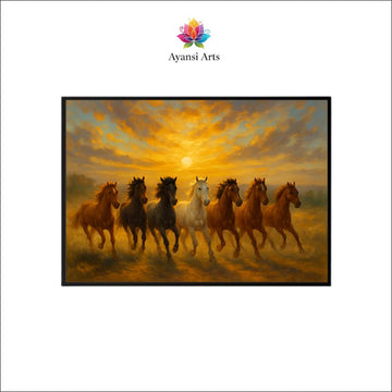 Seven Horses: A Symbol of Power and Prosperity Canvas Digital Painting by Ayansi Art