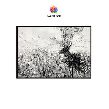 Wind Swept Majesty Canvas Digital Painting - Abstract Deer in Motion