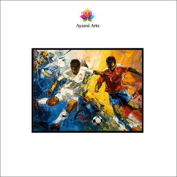 Frenetic Duel Abstract Canvas Digital Painting - Soccer Action