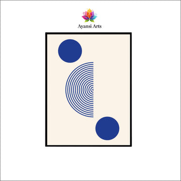 Lunar Echo" - Abstract Blue Geometric Canvas Digital Painting by Ayansi Art