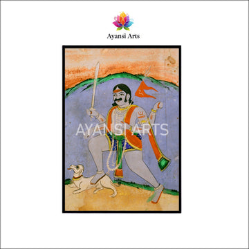Traditional Bhairon Canvas Digital Painting Art by Ayansi Arts