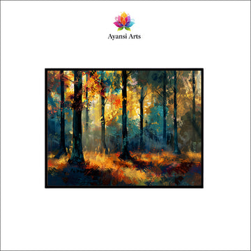 Glimmering Woods Abstract Canvas Digital Painting - Enchanted Forest