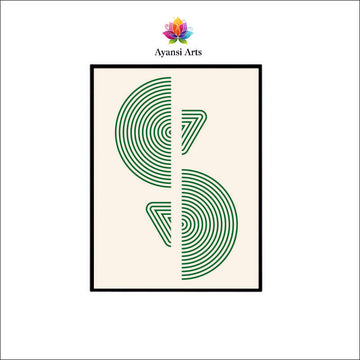 Terra & Sage - Modern Geometric Canvas Digital Painting by Ayansi Arts