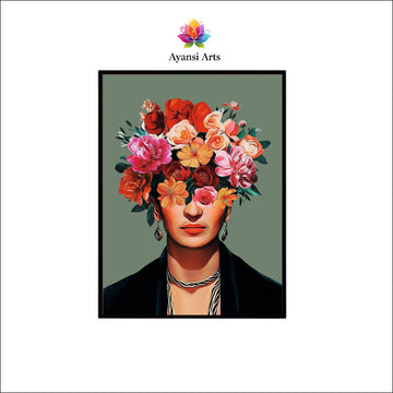 Frida's Floral Reverie - Iconic Blooms Canvas Art by Ayansi Arts