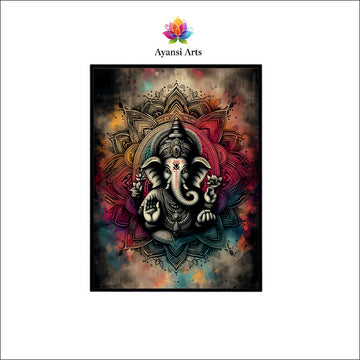 Divine Ganesha Mandala Canvas Art - Vibrant Spiritual Decor by Ayansi Arts