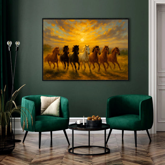 Seven Horses: A Symbol of Power and Prosperity Canvas Digital Painting by Ayansi Art