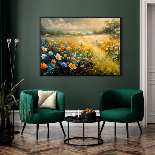 Sun-Drenched Wildflower Vista Canvas Digital Painting