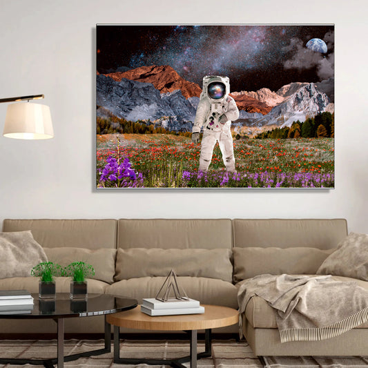 Cosmic Wanderer Aesthetic Canvas Digital Painting - Surreal Space Dream