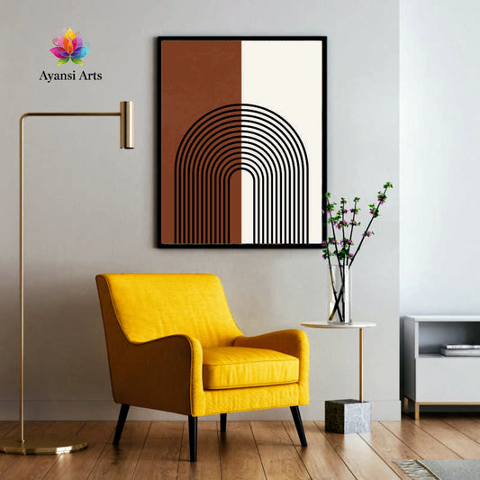 Divided Arch: Boho Earth & Ivory Canvas Painting by Ayansi Arts