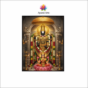 Divine Tirupati Balaji with Goddess Lakshmi – Premium Spiritual Canvas Wall Art
