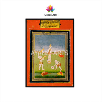 Traditional Miniature Vyayam (Exercise) Art Canvas Painting by Ayansi Arts