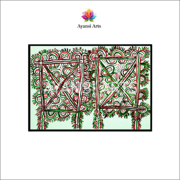 Gond Art Abstract Geometric Patterns Canvas Painting by Ayansi Arts