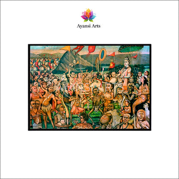 Lord Shiva's Barat: A Vibrant and Divine Marriage Procession Canvas Painting by Ayansi Arts