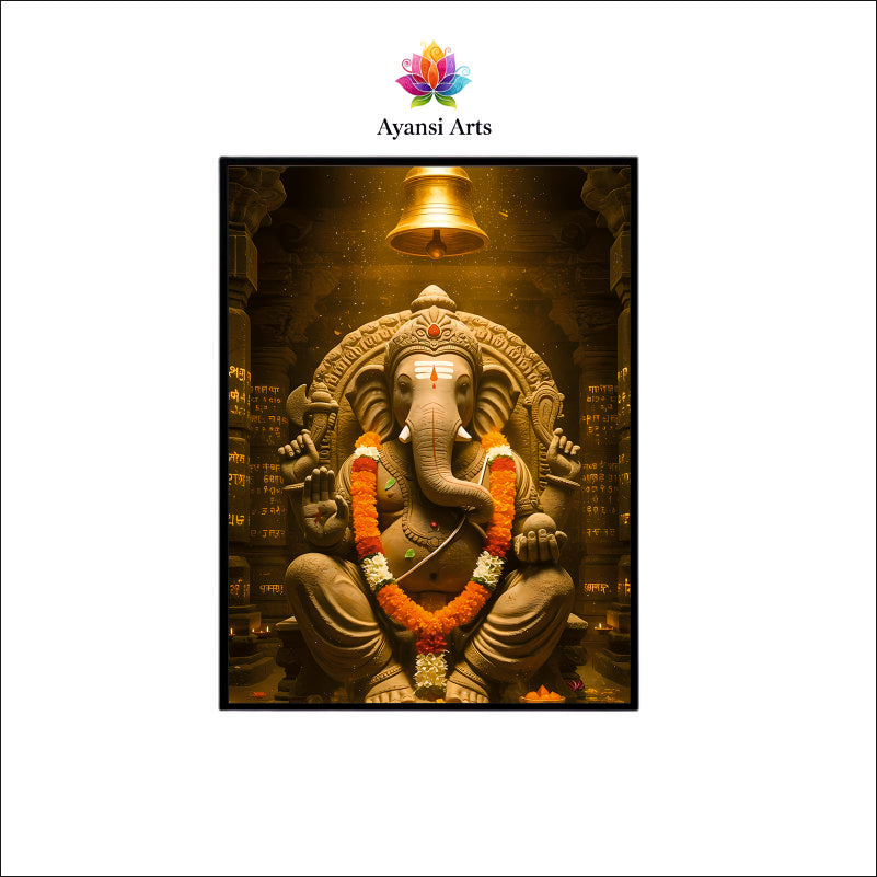 Ancient Temple Ganesha - Sacred Stone Serenity Canvas Art by Ayansi Arts
