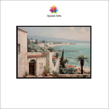 Mediterranean Coastline Vista Canvas Digital Painting