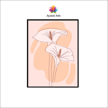 Calla Lily Blush" - Minimalist Boho Floral Line Art Canvas Digital Painting by Ayansi Art