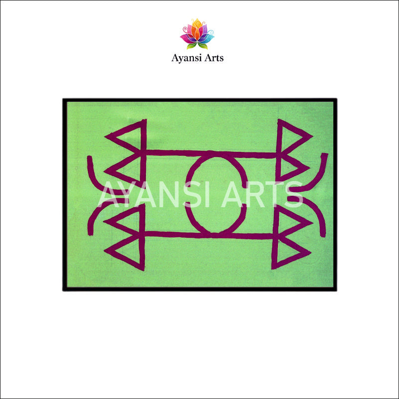 Minimalist Tribal Symbol Traditional Art Canvas Painting by Ayansi Arts