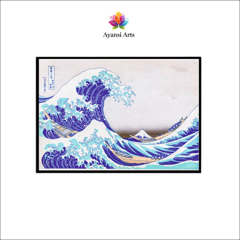 Kanagawa's Great Wave Aesthetic Canvas Digital Painting - Japanese Ukiyo-e