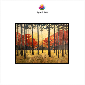Autumnal Echoes Abstract Canvas Digital Painting - Forest Landscape