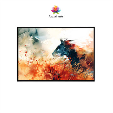 Ember Spirit Canvas Digital Painting - Abstract Horse in Wildfire Hues