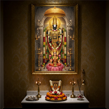 Divine Tirupati Balaji with Goddess Lakshmi – Premium Spiritual Canvas Wall Art