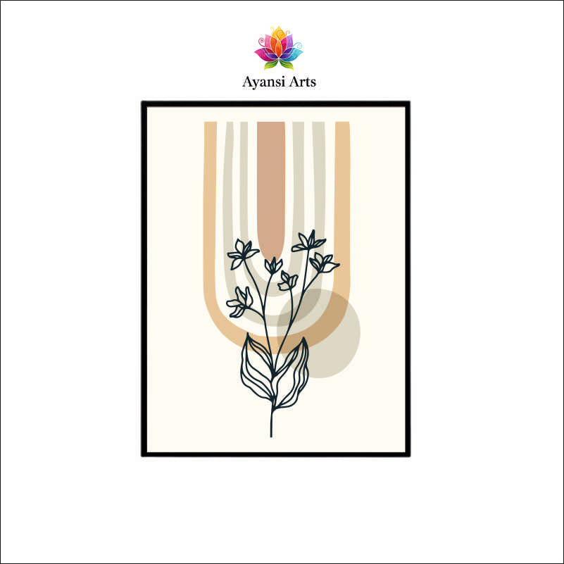 Boho Floral Arch Abstract Botanical Canvas Digital Painting by Ayansi Art