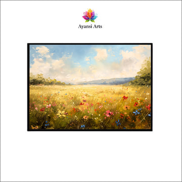 Golden Meadow with Wildflowers Canvas Digital Painting