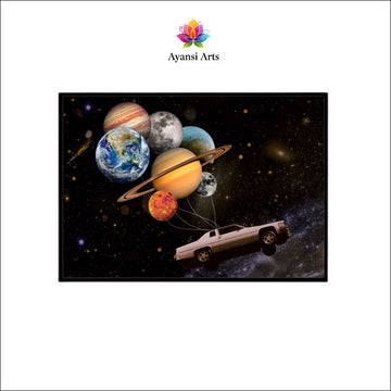 Celestial Road Trip Aesthetic Canvas Digital Painting - Surreal Space Journey