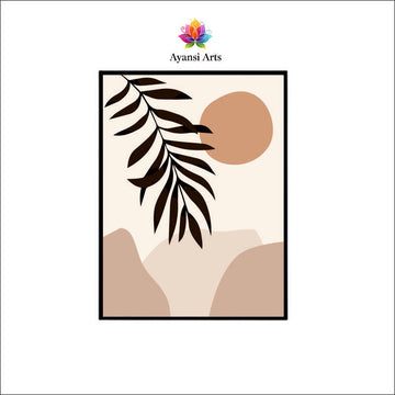 Desert Sunset Palm - Abstract Boho Botanical Canvas Digital Painting by Ayansi Art