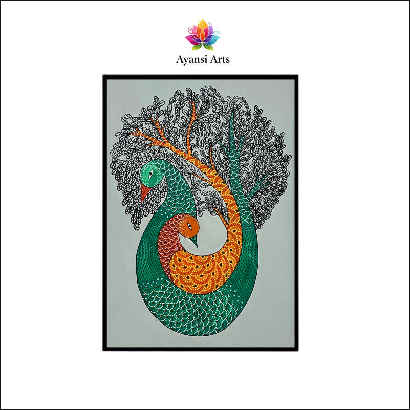 Embrace of the Peacocks  Canvas Digital Painting Canvas Art by Ayansi Arts