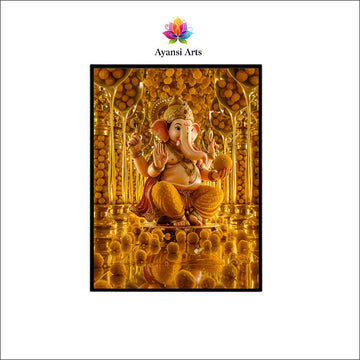 Laddu Abundance Ganesha - Golden Blessings Canvas Art by Ayansi Arts