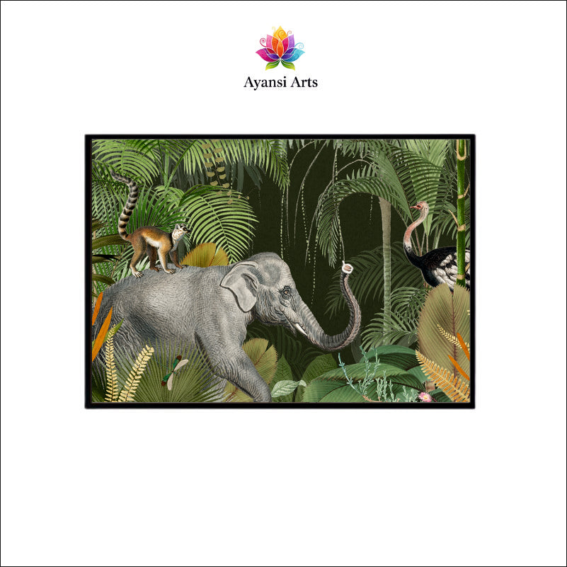 Jungle Giants Canvas Digital Painting - Exotic Wildlife Panorama