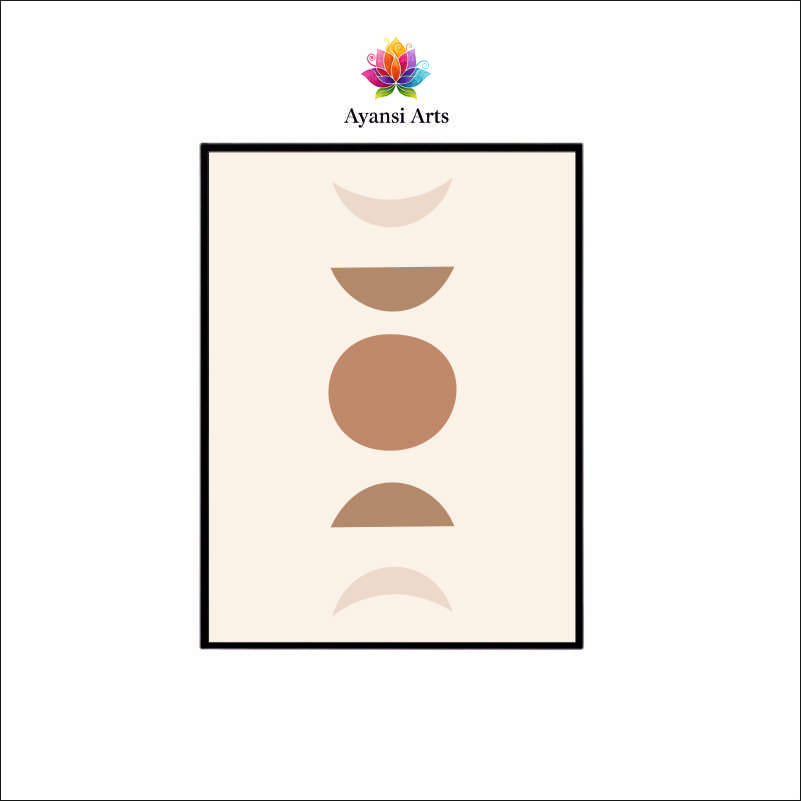 Lunar Phases - Abstract Earth Tones Canvas Digital Painting by Ayansi Art