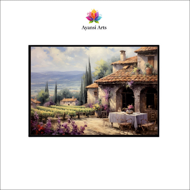 Tuscan Vineyard Vista Canvas Digital Painting