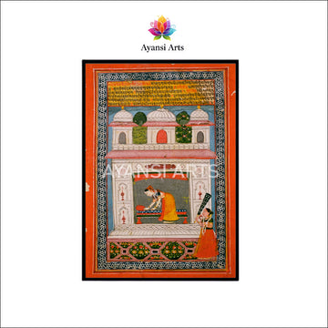 Traditional Rajasthani Woman and Attendant Canvas Digital Painting Art by Ayansi Arts