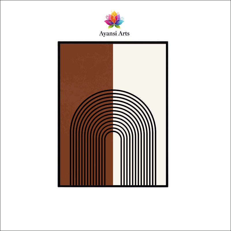 Divided Arch: Boho Earth & Ivory Canvas Painting by Ayansi Arts