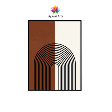 Divided Arch: Boho Earth & Ivory Canvas Painting by Ayansi Arts