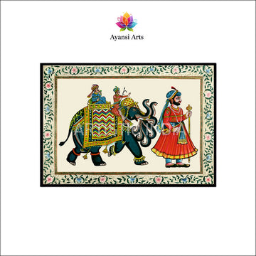Royal Elephant Procession of Rajasthan Canvas Painting by Ayansi Arts
