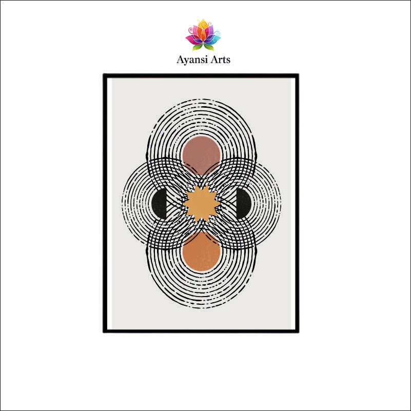 Cosmic Bloom - Abstract Boho Celestial Mandala Canvas Digital Painting by Ayansi Art