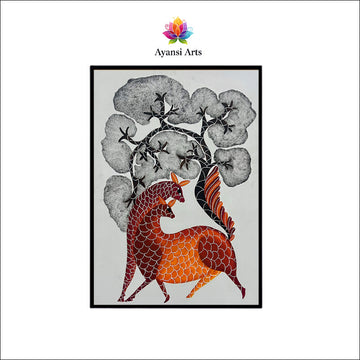 Dancing Deer Under the Cloud Trees Digital Canvas Art by Ayansi Arts