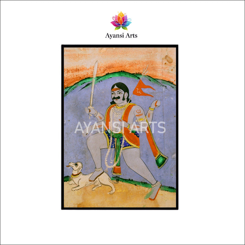 Traditional Bhairon Canvas Digital Painting Art by Ayansi Arts