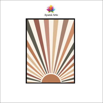 Boho Sunrise - Warm Earth Tones Sunburst Canvas Digital Painting by Ayansi Arts