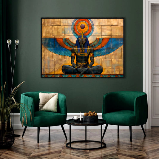 Winged Goddess Inspired Canvas Digital Painting - Ancient Egypt