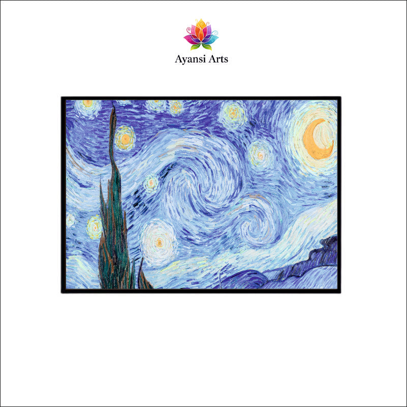 Cosmic Serenity Canvas Digital Painting - Van Gogh Style