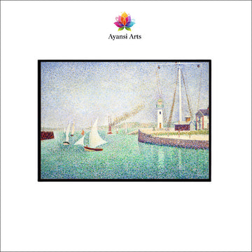 Pointillist Harbor Scene Canvas Digital Painting
