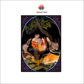 Divine Family: Lord Shiva and Parvati with Their Sons Canvas Painting by Ayansi Arts