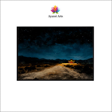 Oil Painted Desert Night with Starry Sky Canvas Digital Painting