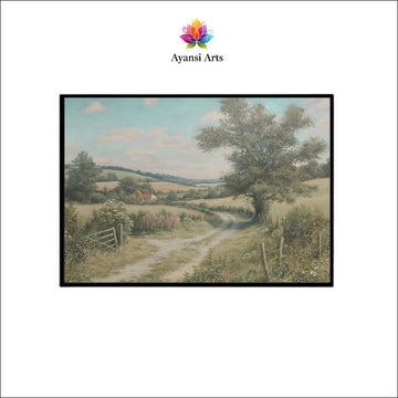 Country Lane to the Cottage Canvas Digital Painting